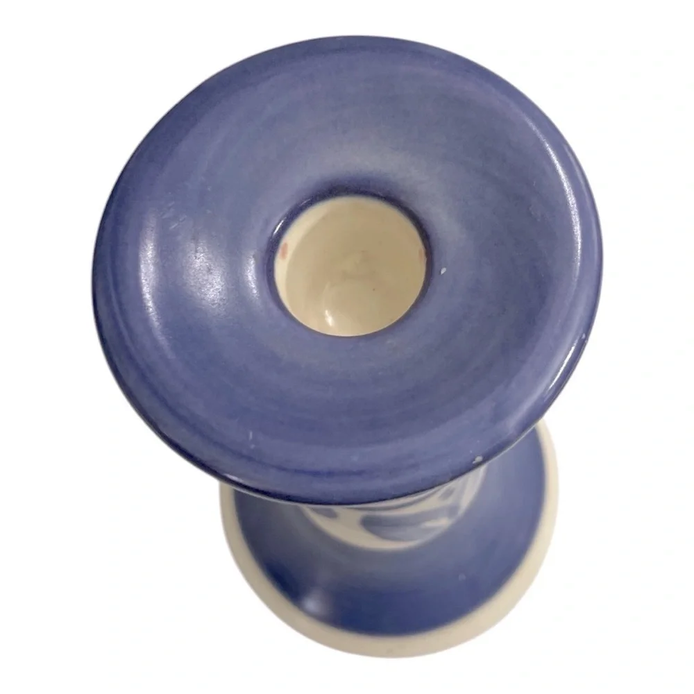 Pfaltzgraff Villa Flora Candlestick Holder, Vintage Blue Pfaltzgraff